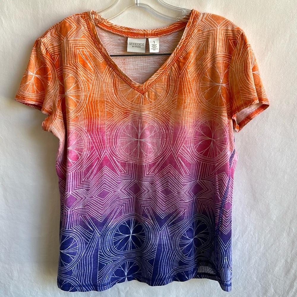 Weekends by Chico’s vibrant abstract print top, size 1 (M)